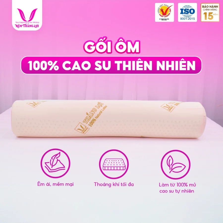 Gối Ôm 30x90 Cao Su Thiên Nhiên Chính Hãng Thắng Lợi