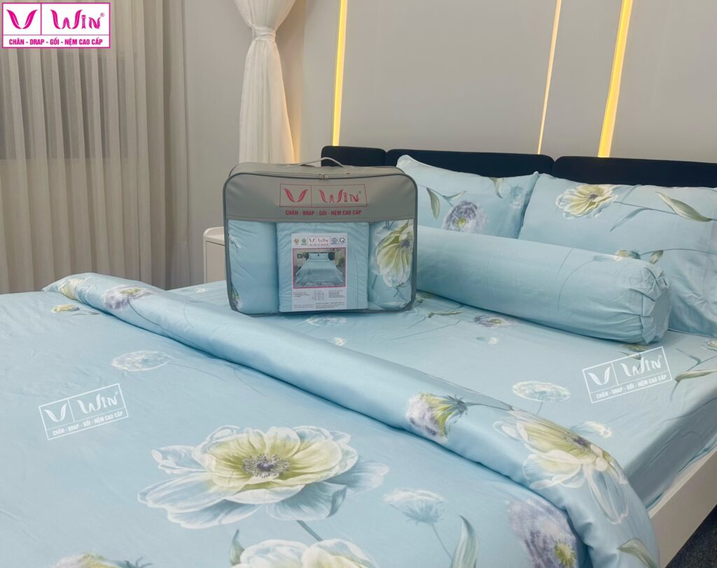 Bộ Drap Mền Tencel Lụa Cao Cấp Super Win Thắng Lợi TL004
