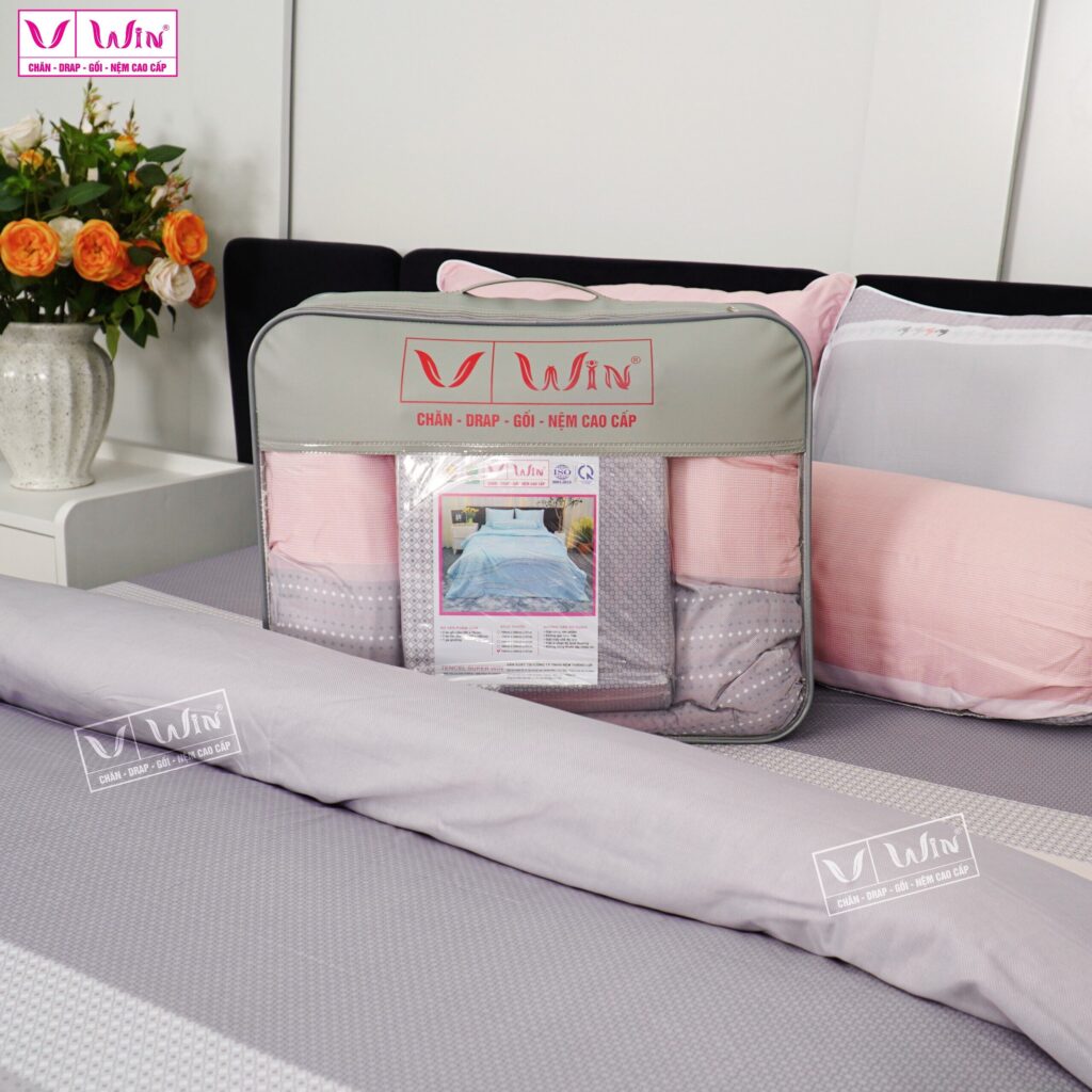 Bộ Drap Mền Tencel Lụa Cao Cấp Super Win Thắng Lợi TL025
