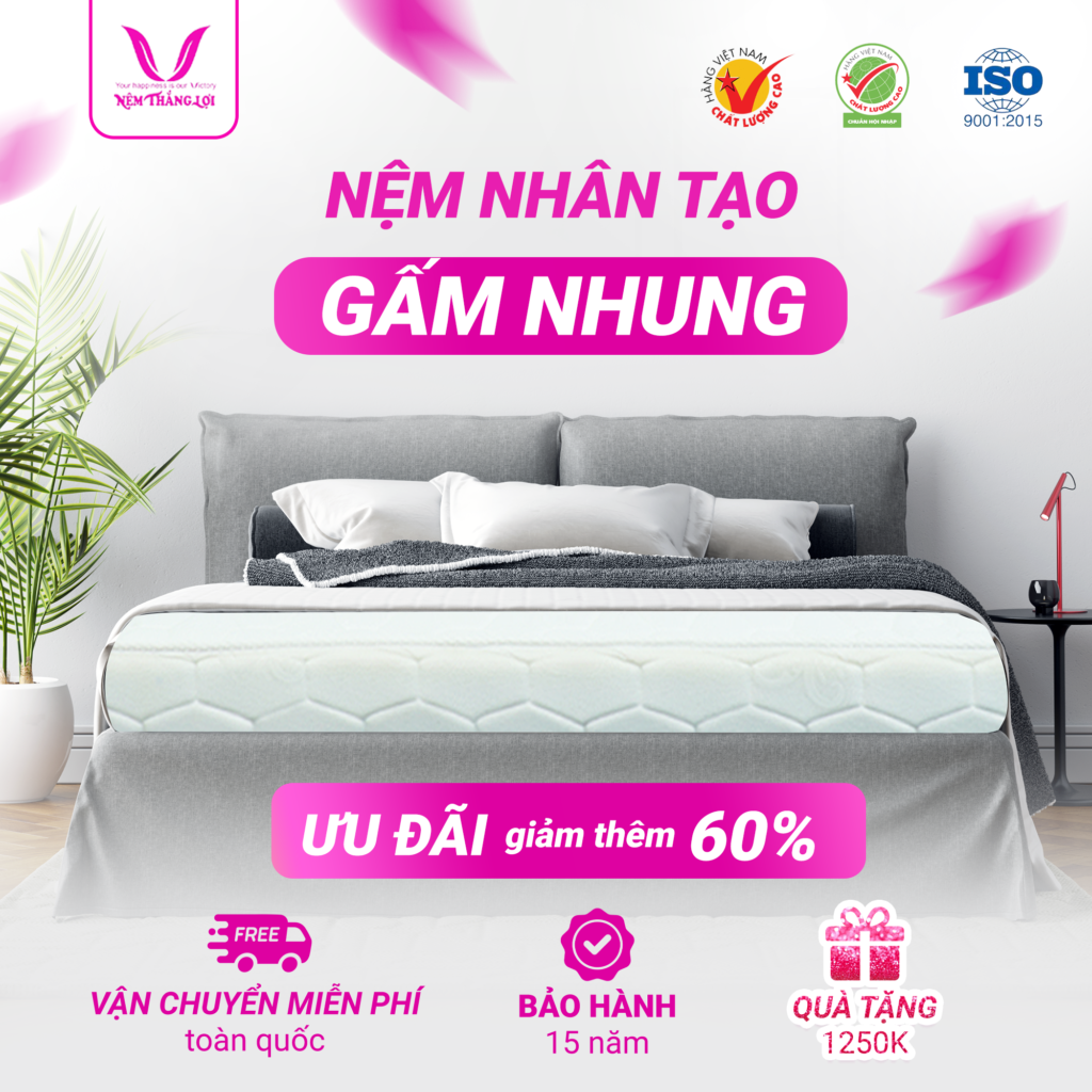 Nệm Cao Su Nhân Tạo Gấm Nhung Thắng Lợi