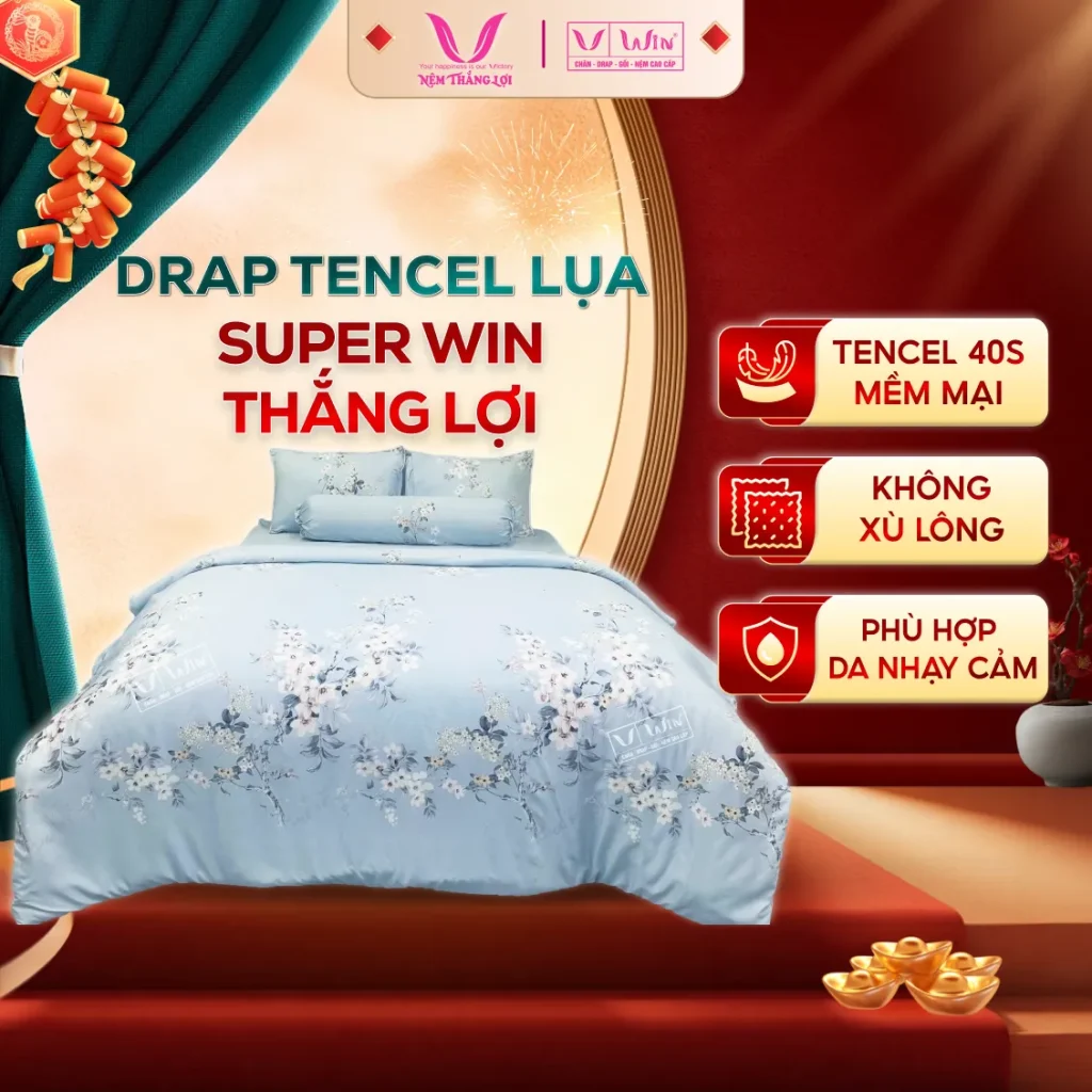 Bộ Drap Mền Tencel Lụa Cao Cấp Super Win Thắng Lợi