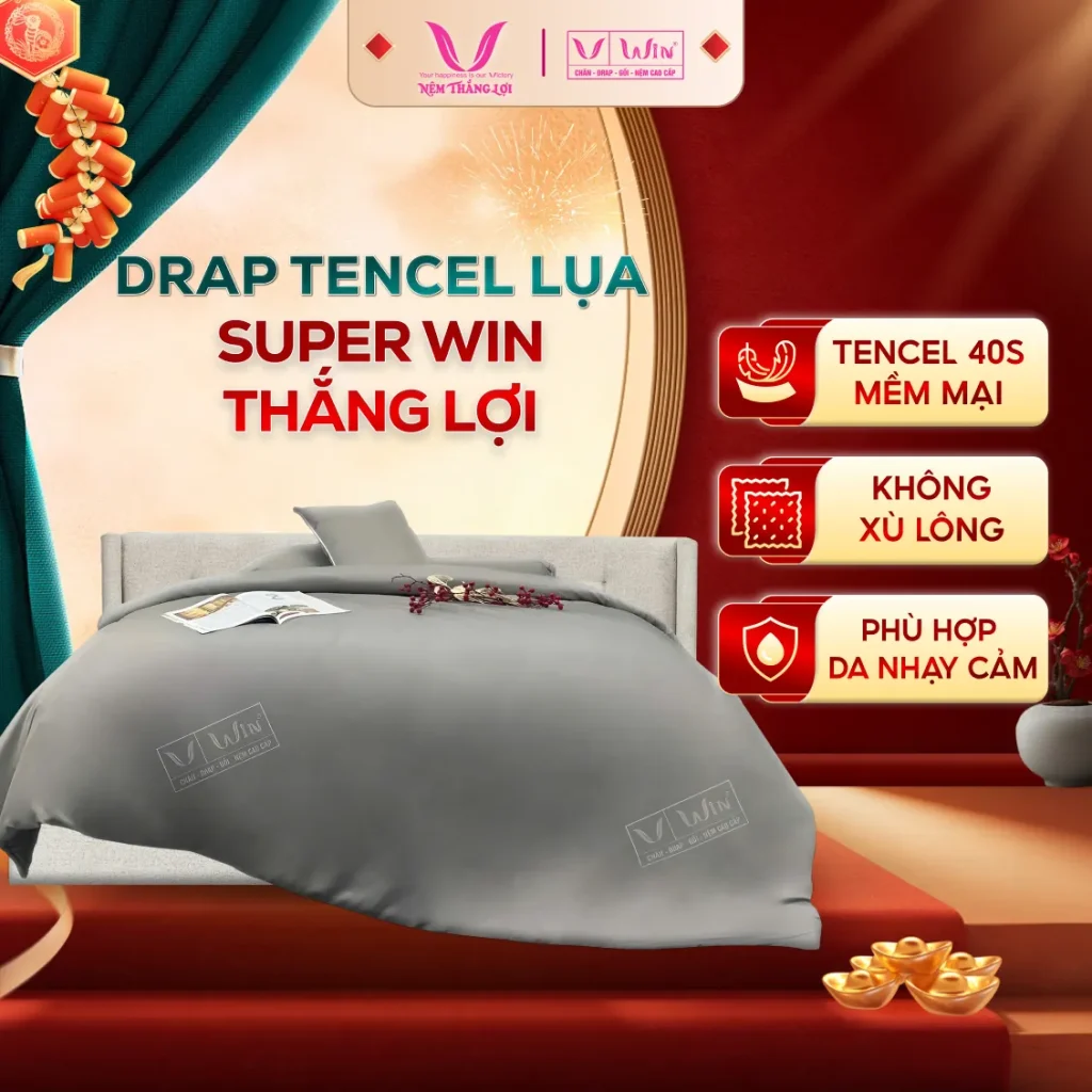 Bộ Drap Mền Tencel Lụa Đơn Sắc Cao Cấp Super Win Thắng Lợi