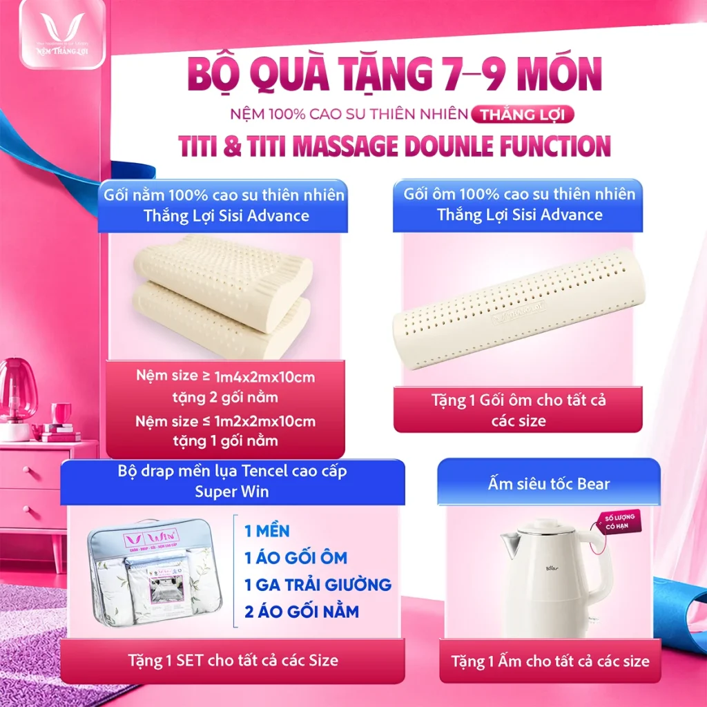 Nệm 100% Cao Su Thiên Nhiên Thắng Lợi TiTi - Double Function