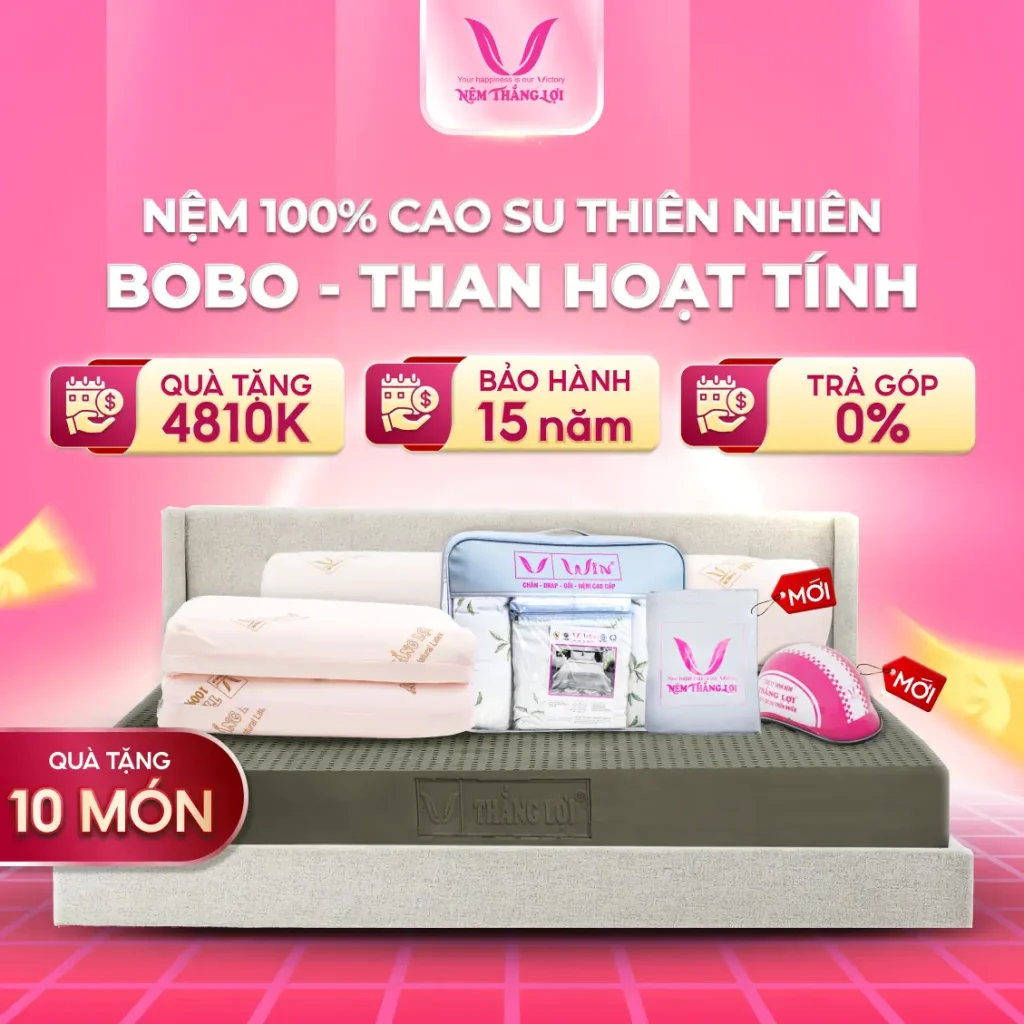 NỆM 100% CAO SU THIÊN NHIÊN THẮNG LỢI BOBO - THAN HOẠT TÍNH