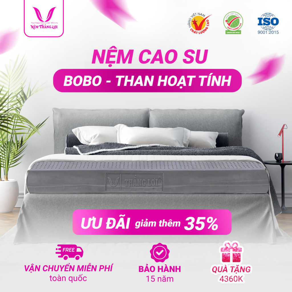 NỆM 100% CAO SU THIÊN NHIÊN THẮNG LỢI BOBO - THAN HOẠT TÍNH