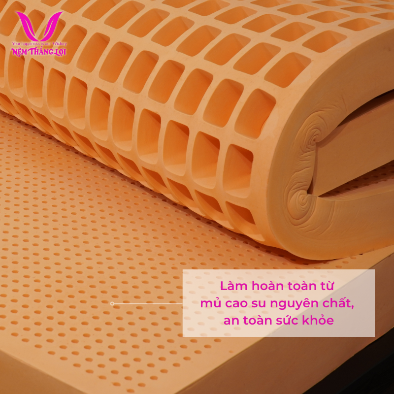 Nệm 100% cao su thiên nhiên thiên nhiên SuSu làm hoàn toàn từ mủ cao su nguyên chất
