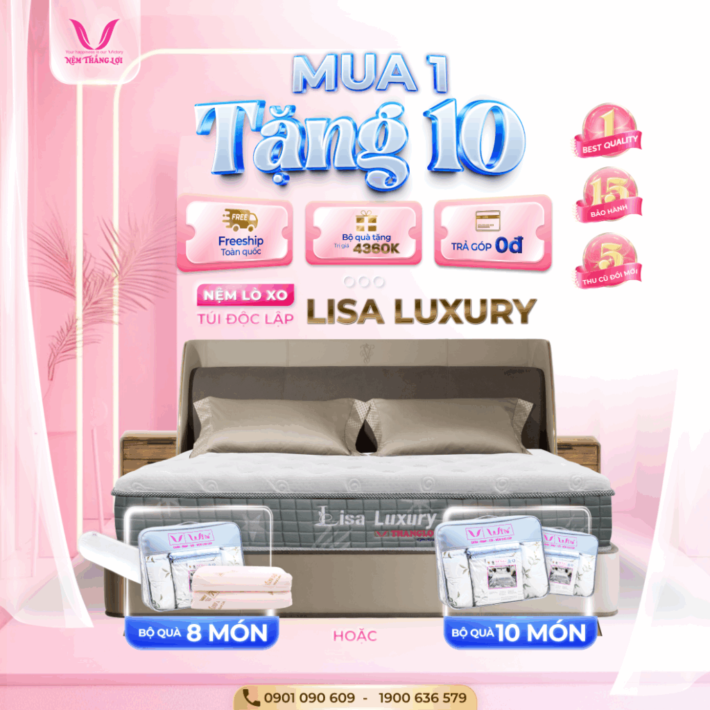 NỆM LÒ XO TÚI ĐỘC LẬP LISA LUXYRY - 1 DÒNG NỆM ÊM ÁP DỤNG CÔNG NGHỆ TIÊN TIẾN