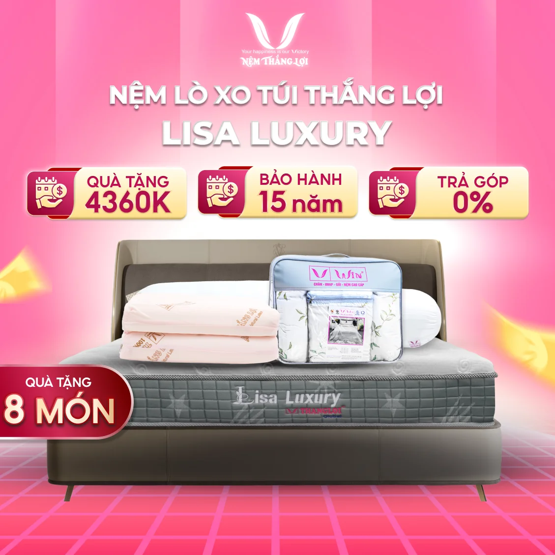 NỆM LÒ XO TÚI ĐỘC LẬP LISA LUXURY - 1 DÒNG NỆM ÊM ÁP DỤNG CÔNG NGHỆ TIÊN TIẾN