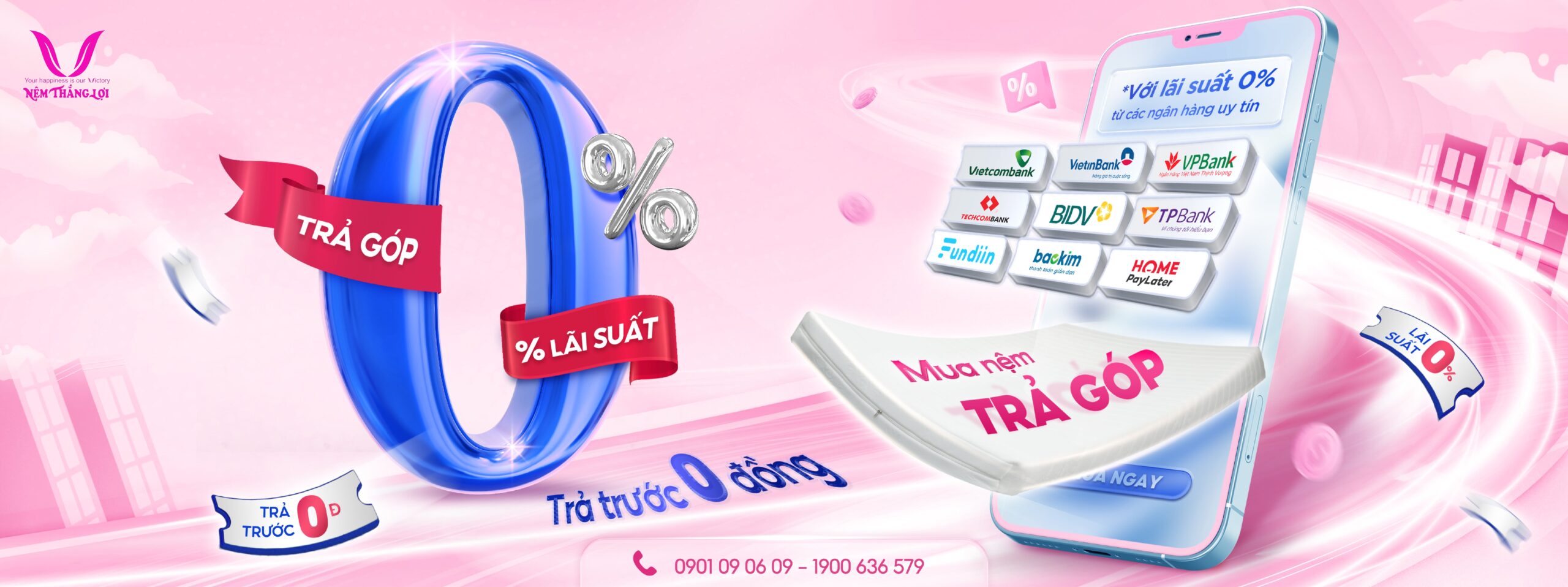 Nệm Thắng Lợi trả góp lãi suất 0%