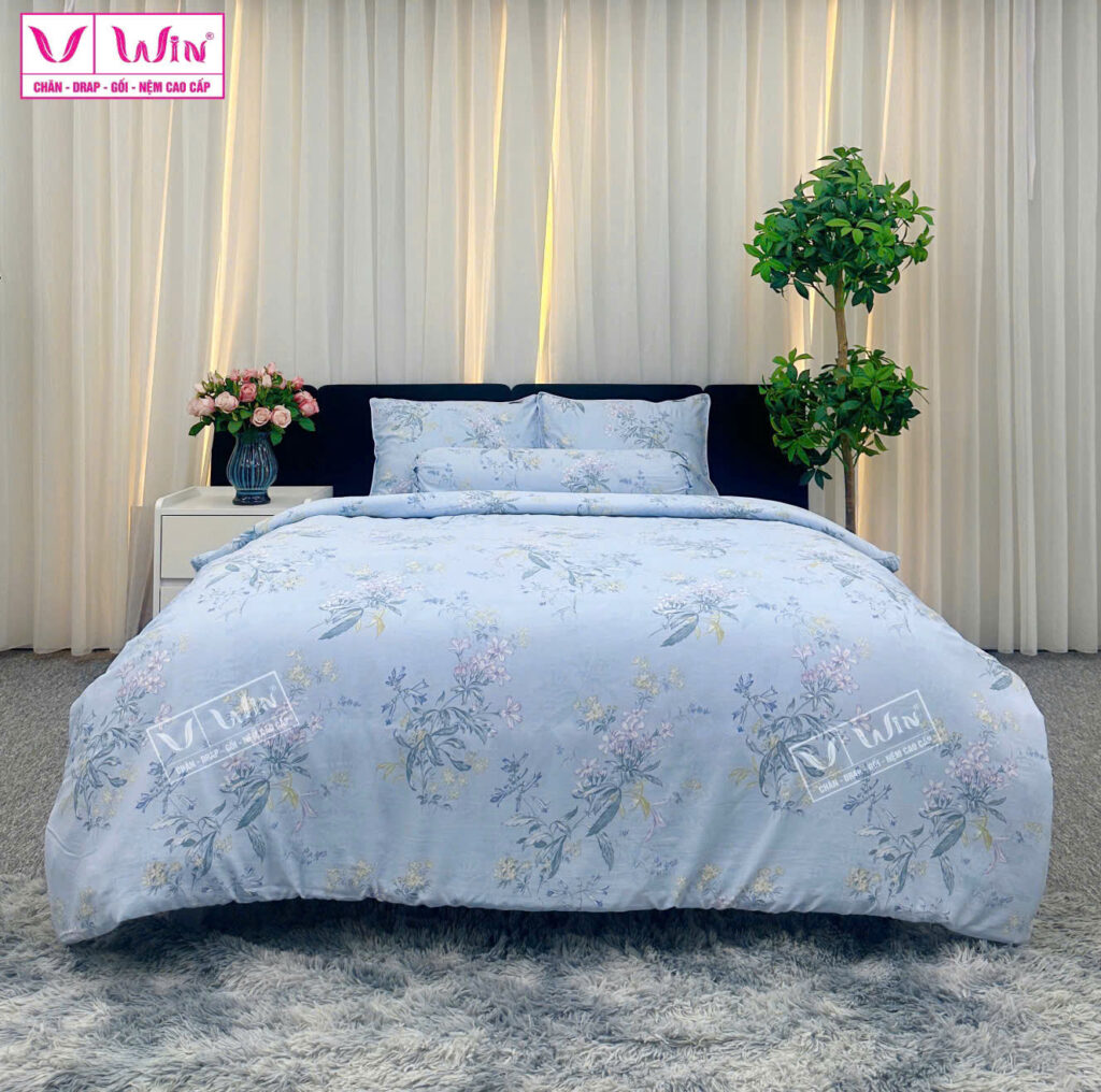 Bộ Drap Mền Tencel Lụa Cao Cấp Super Win Thắng Lợi TL017