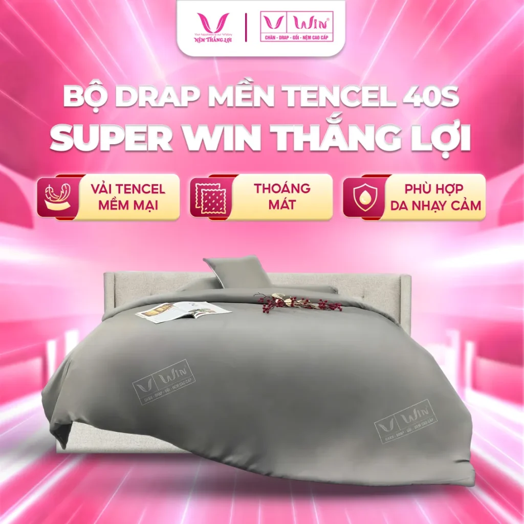 Bộ Drap Mền Tencel Lụa Đơn Sắc Cao Cấp Super Win Thắng Lợi