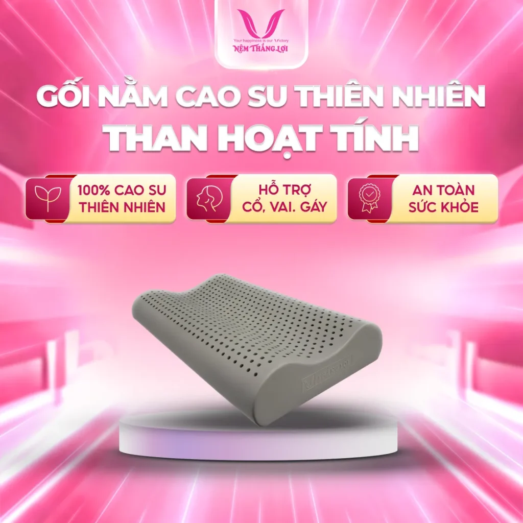 Gối Nằm 100% Cao Su Thiên Nhiên Thắng Lợi BoBo Than Hoạt Tính