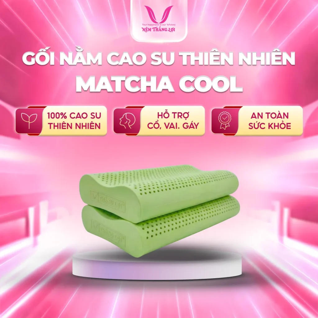 Gối Nằm 100% Cao Su Thiên Nhiên Thắng Lợi Điều Hoà Matcha Cool