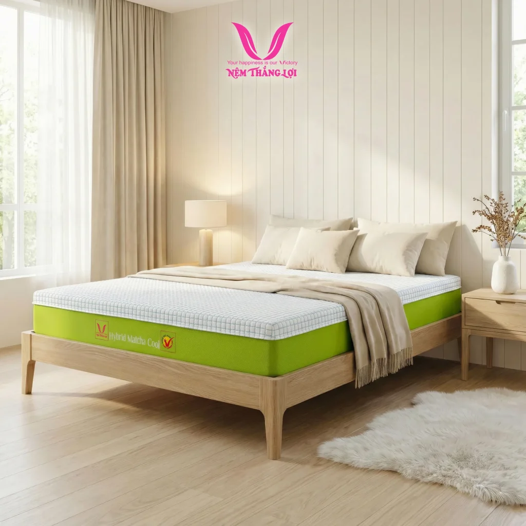 Nệm Cao Su Thiên Nhiên Điều Hòa Hybrid Matcha Cool Thắng Lợi