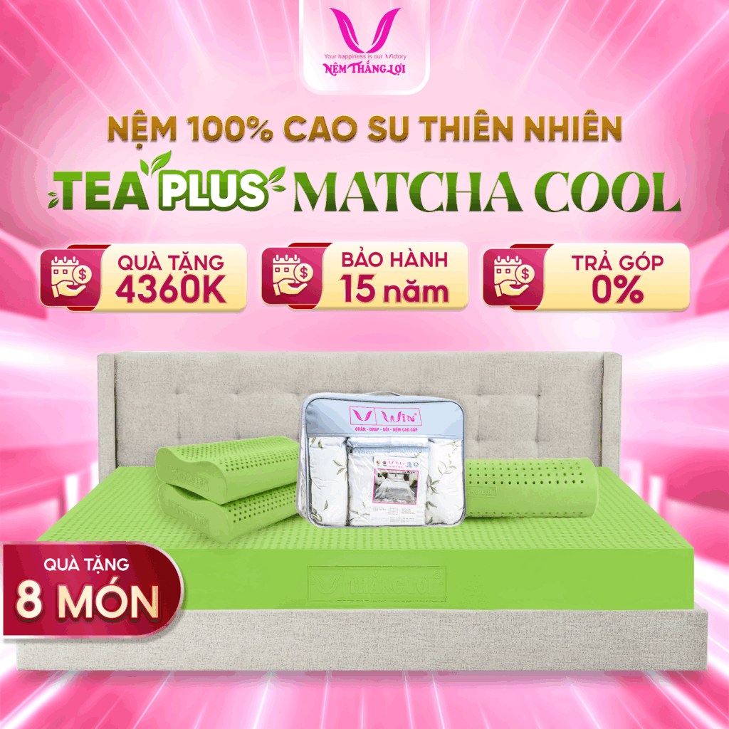 Nệm 100% Cao Su Thiên Nhiên Thắng Lợi Tea Plus Matcha Cool