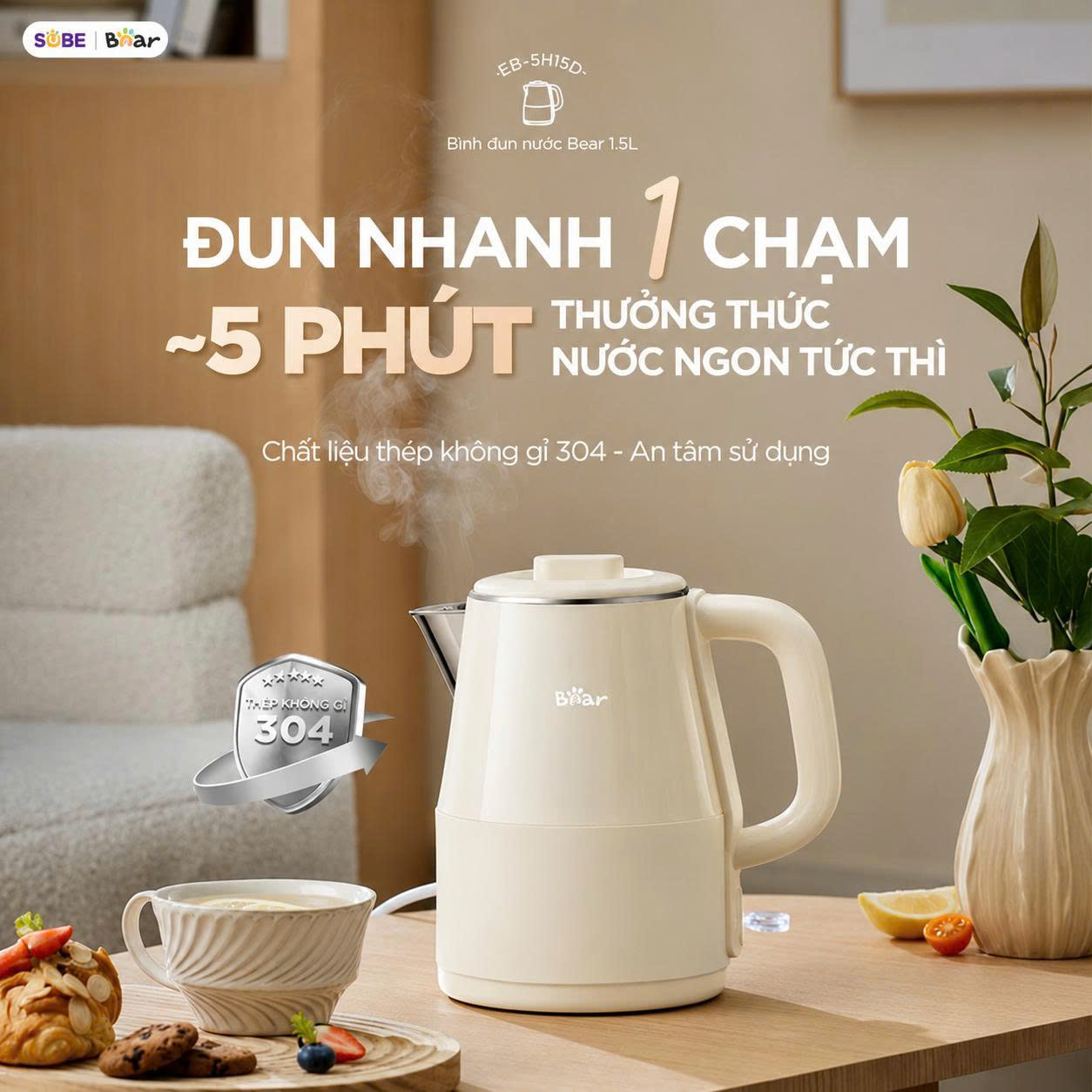 Ấm đun nước siêu tốc Bear
